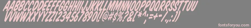 KomikaTitleTilt-Schriftart – Rosa Schriften auf grauem Hintergrund