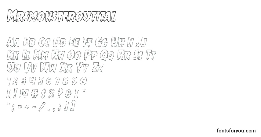 Шрифт Mrsmonsteroutital – алфавит, цифры, специальные символы
