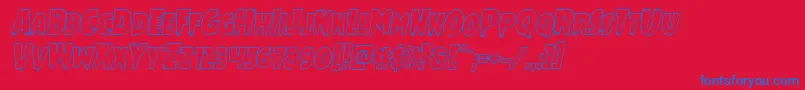 Mrsmonsteroutital-Schriftart – Blaue Schriften auf rotem Hintergrund