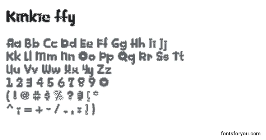 Schriftart Kinkie ffy – Alphabet, Zahlen, spezielle Symbole
