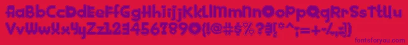 Weitere Informationen zur Kinkie ffy-Schriftart Kinkie ffy-Schriftart – Violette Schriften auf rotem Hintergrund