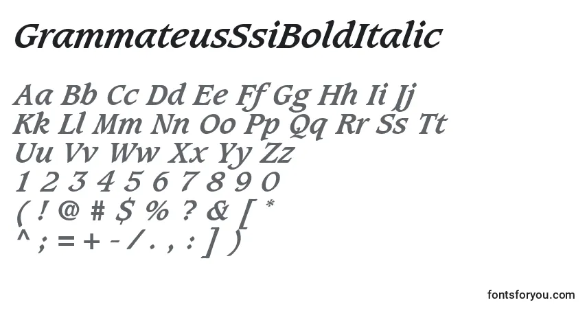 Шрифт GrammateusSsiBoldItalic – алфавит, цифры, специальные символы