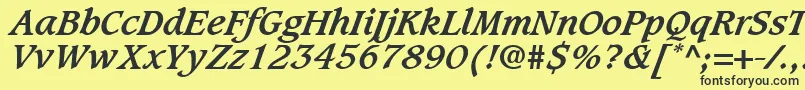 Czcionka GrammateusSsiBoldItalic – czarne czcionki na żółtym tle