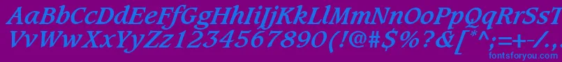 GrammateusSsiBoldItalic-Schriftart – Blaue Schriften auf violettem Hintergrund