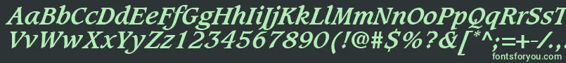 フォントGrammateusSsiBoldItalic – 黒い背景に緑の文字