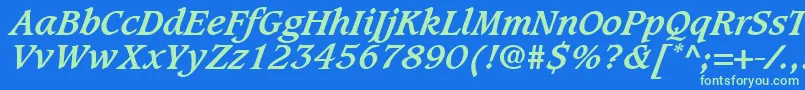 GrammateusSsiBoldItalic Font – Green Fonts on Blue Background