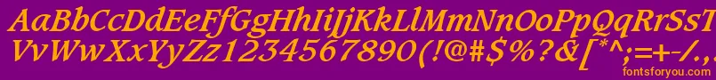 GrammateusSsiBoldItalic Font – Orange Fonts on Purple Background