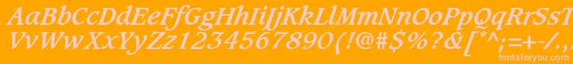 GrammateusSsiBoldItalic Font – Pink Fonts on Orange Background