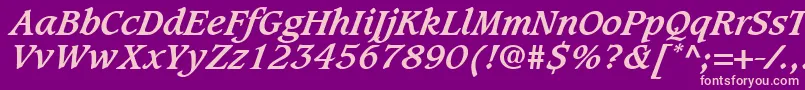 GrammateusSsiBoldItalic Font – Pink Fonts on Purple Background