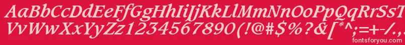 GrammateusSsiBoldItalic Font – Pink Fonts on Red Background