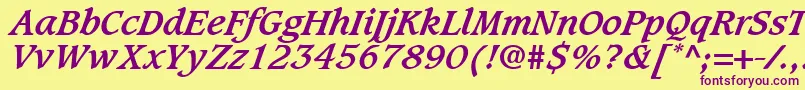 GrammateusSsiBoldItalic Font – Purple Fonts on Yellow Background