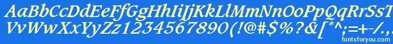 Czcionka GrammateusSsiBoldItalic – żółte czcionki na niebieskim tle