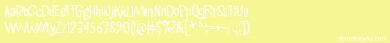 PinkKangaroo-Schriftart – Weiße Schriften auf gelbem Hintergrund