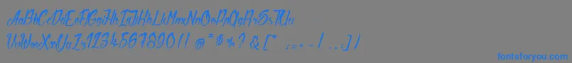 フォントSlicedByHand – 灰色の背景に青い文字