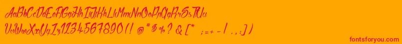 SlicedByHand-Schriftart – Rote Schriften auf orangefarbenem Hintergrund