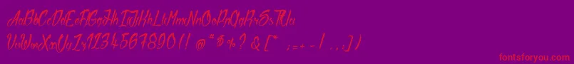 SlicedByHand-Schriftart – Rote Schriften auf violettem Hintergrund