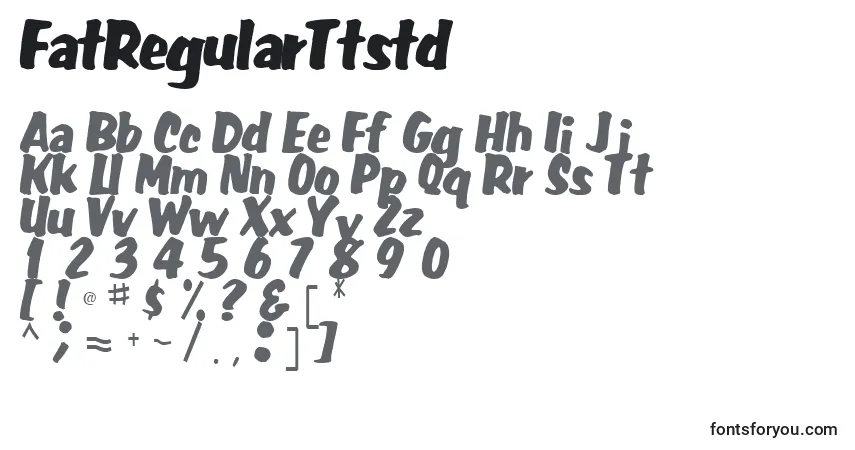 A fonte FatRegularTtstd – alfabeto, números, caracteres especiais