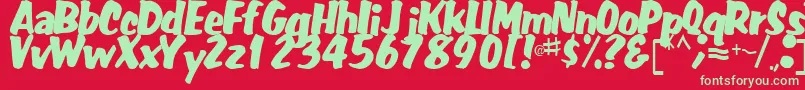 Fonte FatRegularTtstd – fontes verdes em um fundo vermelho