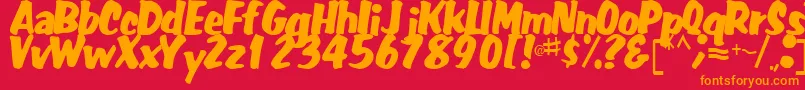 FatRegularTtstd-Schriftart – Orangefarbene Schriften auf rotem Hintergrund