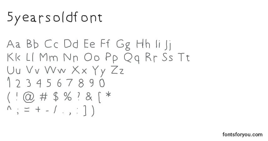 Schriftart 5yearsoldfont – Alphabet, Zahlen, spezielle Symbole