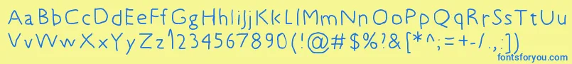 5yearsoldfont-Schriftart – Blaue Schriften auf gelbem Hintergrund