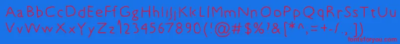 Czcionka 5yearsoldfont – czerwone czcionki na niebieskim tle
