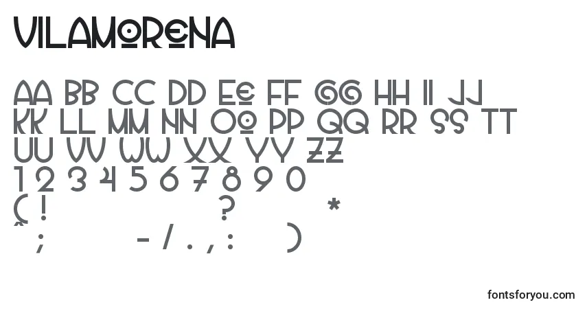 A fonte Vilamorena – alfabeto, números, caracteres especiais