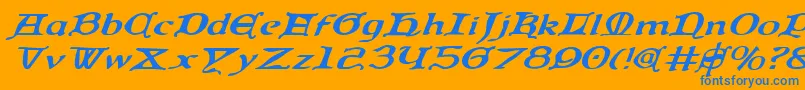 Queencountryei Font – Blue Fonts on Orange Background
