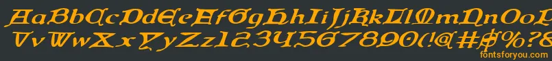 フォントQueencountryei – 黒い背景にオレンジの文字