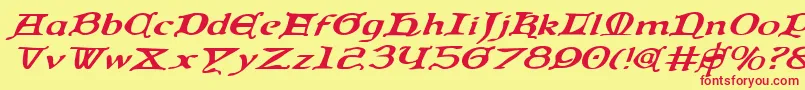 Queencountryei Font – Red Fonts on Yellow Background