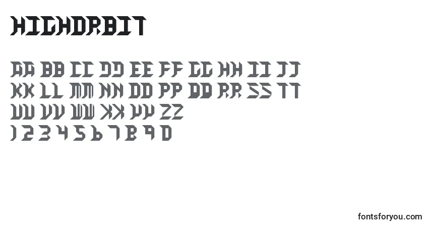 A fonte HighOrbit – alfabeto, números, caracteres especiais