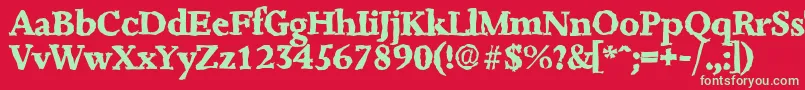 フォントJessicarandomXboldRegular – 赤い背景に緑の文字