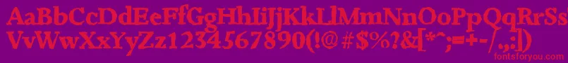 Czcionka JessicarandomXboldRegular – czerwone czcionki na fioletowym tle