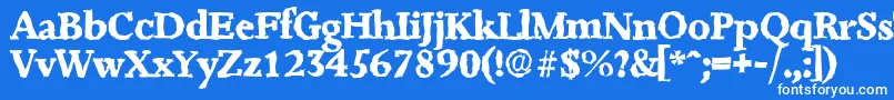 Weitere Informationen zur JessicarandomXboldRegular-Schriftart JessicarandomXboldRegular-Schriftart – Weiße Schriften auf blauem Hintergrund