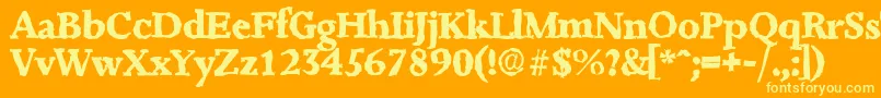 Шрифт JessicarandomXboldRegular – жёлтые шрифты на оранжевом фоне