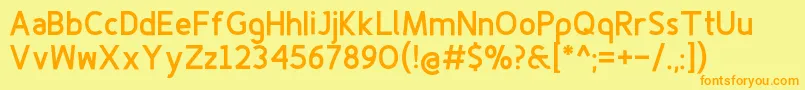 Finenessproblack-Schriftart – Orangefarbene Schriften auf gelbem Hintergrund