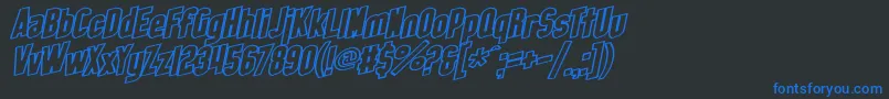 SfObliquitiesOutlineBold Font – Blue Fonts on Black Background