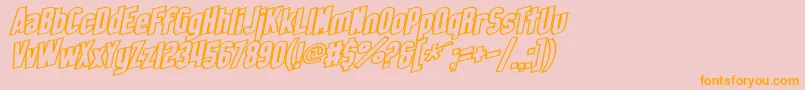 SfObliquitiesOutlineBold-Schriftart – Orangefarbene Schriften auf rosa Hintergrund