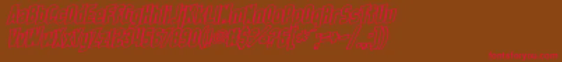 SfObliquitiesOutlineBold-Schriftart – Rote Schriften auf braunem Hintergrund