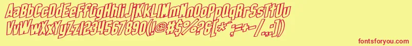 SfObliquitiesOutlineBold Font – Red Fonts on Yellow Background