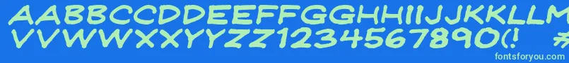 Jeffpwdi Font – Green Fonts on Blue Background