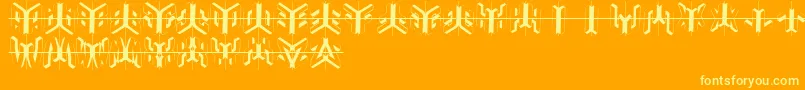 Duplosketchesplus-Schriftart – Gelbe Schriften auf orangefarbenem Hintergrund