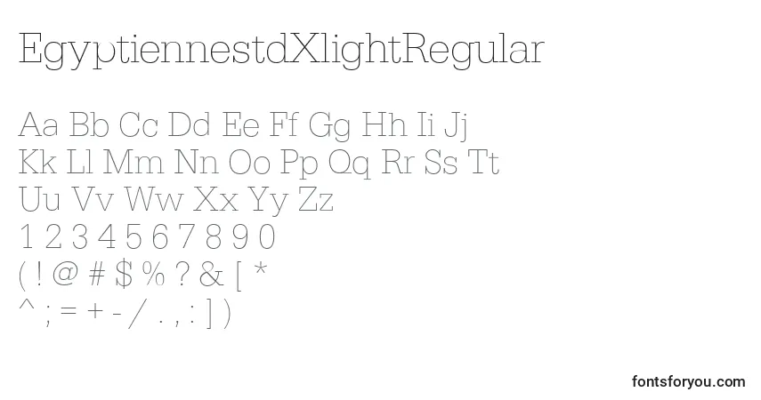 Шрифт EgyptiennestdXlightRegular – алфавит, цифры, специальные символы