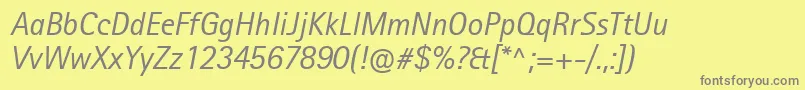 RotisIiSansProItalic Font – Gray Fonts on Yellow Background