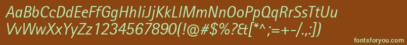 RotisIiSansProItalic Font – Green Fonts on Brown Background