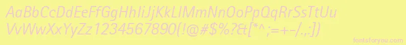 RotisIiSansProItalic Font – Pink Fonts on Yellow Background