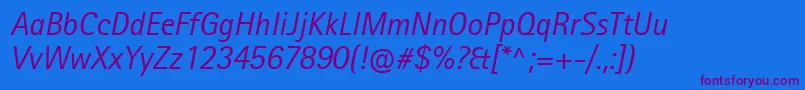 RotisIiSansProItalic Font – Purple Fonts on Blue Background