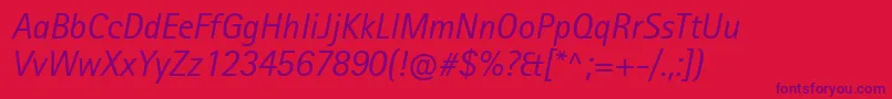 RotisIiSansProItalic Font – Purple Fonts on Red Background