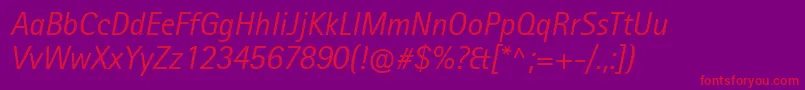 RotisIiSansProItalic Font – Red Fonts on Purple Background