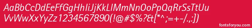 RotisIiSansProItalic Font – White Fonts on Red Background